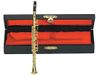 GEWA miniatuurinstrument - klarinet van messing – goudkleurig gepolijst – lengte ca. 15 cm – decoratie-instrument in etui – cadeau-idee
