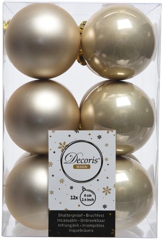 Onbreekbare creme kerstballen 6 cm - 24 stuks - kerstversiering