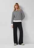 s.Oliver Pantalon Noir Rayé Regular Fit Viscose Femme Taille 38