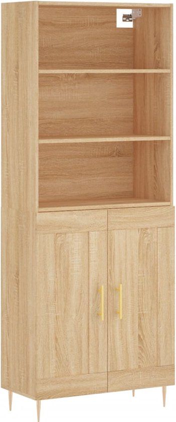 vidaXL Hoge kast 69,5x34x180 cm Bewerkt hout Sonoma eikenkleurig