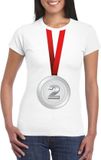 Bellatio Decorations Shoppartners Bv Zilveren medaille kampioen shirt wit dames - Winnaar shirt Nr 2 L