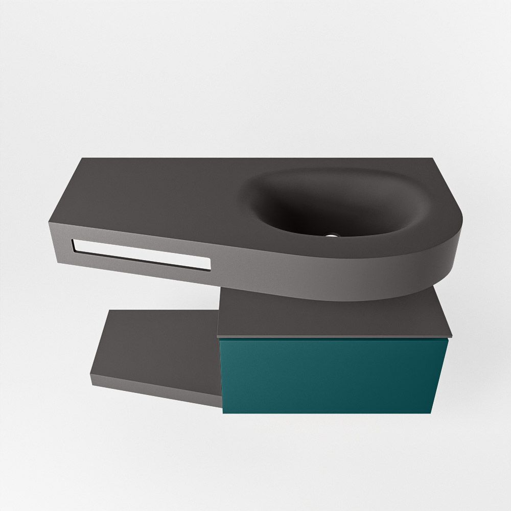 Mondiaz Riva Dulcet badkamermeubel rechts 100cm Dark Grey - 1 kraangat