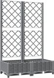 vidaXL Plantenbak met latwerk 80x40x121,5 cm polypropeen lichtgrijs