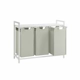 Songmics VASAGLE 3 x 38L Wasmand 114L Rechthoekig Stof/Weefsel, MDF, Staal Wit