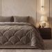 Sleeptime Teddy Velvet 2 in 1 Couette sans Housse - Deux personnes 200x200 cm - Taupe/Brun