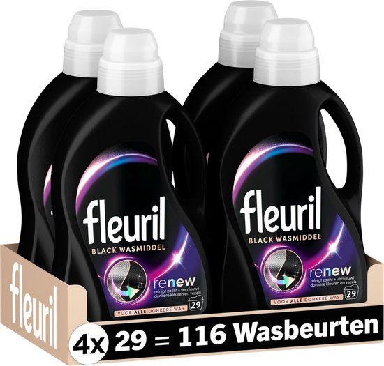 Fleuril Black - Vloeibaar Wasmiddel - Donkere was - Voordeelverpakking - 4x29 Wasbeurten