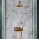 Hudson Reed Elizabeth Doucheset classique - Mitigeur de douche thermostatique à 2 voies avec inverseur, pomme de douche et douchette à main - Or satiné