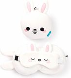 Puckator Relaxeazzz Frances het Konijn - Knuffel, Reiskussen & Slaapmasker - 2-in-1 Kinder Reisset