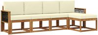 vidaXL - Buiten - bank - set - 5 - st - Natuurlijk - en - Crème - Polyester