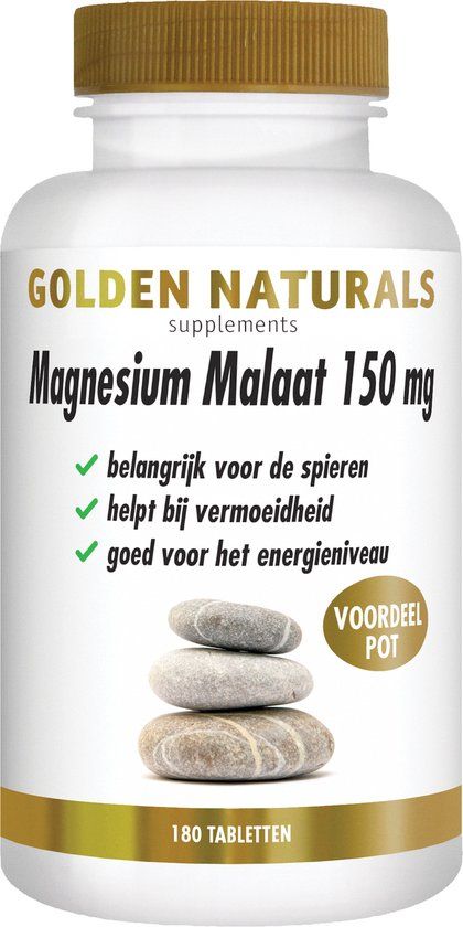Golden Naturals Magnesium Malaat 150mg - 180 Vegan Tabletten