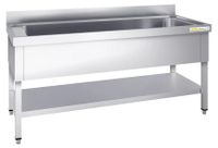 GOLDINOX Grote roestvrijstalen spoelbak, 1000x700 mm, met 1 bak, model PREMIUM