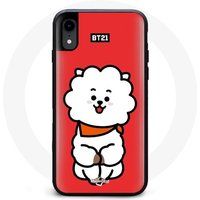 Maniacase Hoesje voor iPhone XR BTS Bangtan Boys BT21 RJ van Jin Rode Achtergrond
