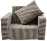 ODOL-PLUSZ Kinderstoel Zitbank Opvouwbaar Zachte Puf voor Kinderen, Multifuntionele Relaxstoel en Matras, beige