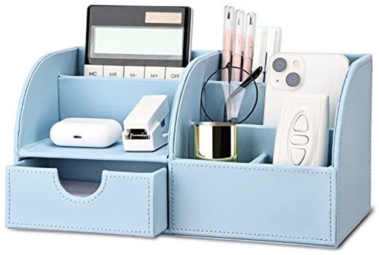 KINGFOM Bureau-organizer Opbergsysteem Tafelorganizer PU-leer Penhouder Penbox Penhouder Multifunctionele kantoorbenodigdheden
