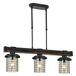 Moderne industriële kroonluchter, zwart en eiken, 70 cm hoogte x 75 cm breedte x 15 cm diepte | metalen behuizing, glazen kap, 3 x E27 max. 40 W | stijlvolle verlichting voor thuis