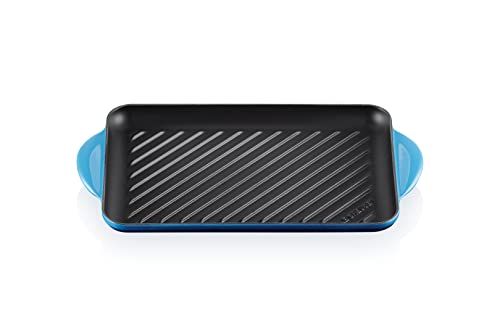Le Creuset Gietijzeren grillplaat, rechthoekig, 33 x 22 cm, azure