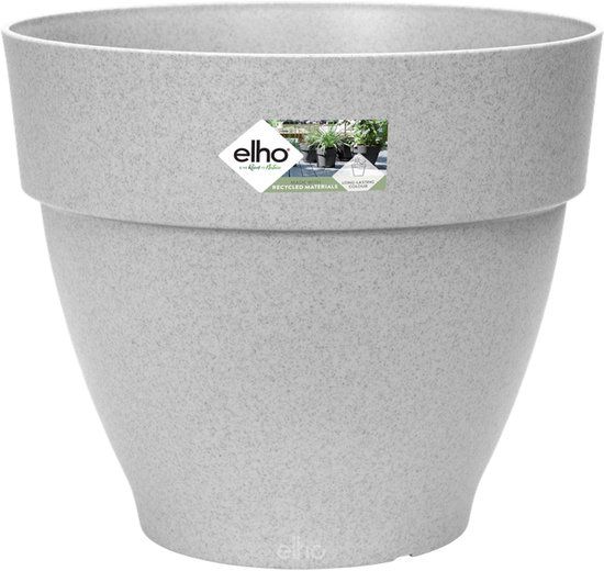 Elho Vibia Campana Rond 30 - Bloempot voor Buiten met Afwateringsgaten - 100% Gerecycled Plastic - Ø 29.8 x H 25.8 cm - Living concrete