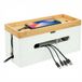 Relaxdays Kabelbox - voor stekkerdoos - met kabelbinders - bamboe - wit