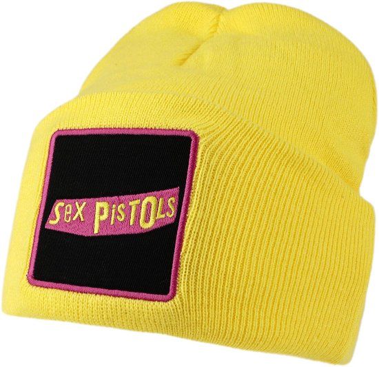 Sex Pistols Amplified Collection Patch Beanie Unisex Beanie - geel
