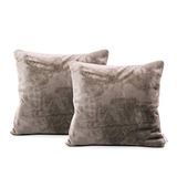 DecoKing Mic, 2-delig, 2 kussenslopen, 45 x 45 cm, microvezel, ritssluiting, fleece, kussenhoezen, cappuccino