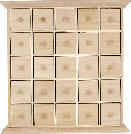 Artemio Houten Adventskalender 30x30x6 cm - Hout - 5414135034291