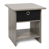 Furinno laptoptafel 10004 GYW/BK afvalemmer lade, Frans eiken grijs/zwart modern 39.37 x 39.37 x 45.21 cm Frans eiken grijs/zwart
