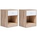 IDMarket Lot De 2 Tables De Chevet Olga 1 Tiroir Avec Niche Bois Façon Hêtre Et Tiroir Blanc