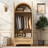 OKWISH Kledingkast - Dubbele Deuren Met 2 Lades En Legvak - 70 x 55 x 170 cm - Houtkleur