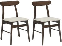 vidaXL Eetkamerstoel 2 stuks Massief Rubberhout Donkerbruin en Wit