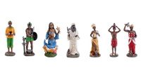 DRW Orishas Set met 7 Afrikaanse krachten, kunsthars, handbeschilderd, 20 cm