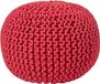 Homescapes Pouf rond tricoté 100% Coton - Rouge - 35x40 cm