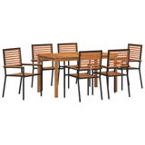 vidaXL Tuinset, 7-delig, zwart, massief acaciahout