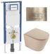 Geberit QeramiQ Dely Toiletset - 36.3x51.7cm - Geberit UP720 inbouwreservoir - rimless - diepspoel - zitting - softclose - bedieningsplaat geborsteld messing - rechthoekige knoppen - mat beige
