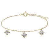Lucardi - Dames Zilveren armband goldplated met hanger sterren zirkonia