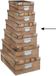 5Five Opbergdoos/box - 4x - Houtprint donker - L32 x B21.5 x H12 cm - Stevig karton - Treebox