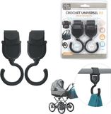 TOM ET ZOE Kinderwagen Haakje Universeel – Haak voor de Buggy – 2 Stuks in de Verpakking – Zwart