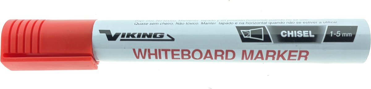 Viking Whiteboard marker beitelpunt rood 1-5mm 12 stuks