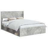 vidaXL Bedframe met opbergruimte en hoofdbord Betongrijs 140 x 190 cm