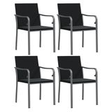 VidaXL Tuinstoelen 4 st met kussens 56x59x84 cm poly rattan zwart
