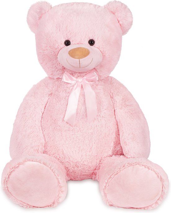 BRUBAKER XXL Teddybeer 100 cm - Zacht Speelgoed Knuffel - Roze