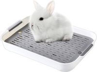 OEM BeiJingLiangPinJiaZuoKeJiWenHuaFaZhanYouXianGongSi Litterbox voor Konijnen en Kleine Dieren, Training Potje met Rooster voor Ferrets en Konijnen (Wit, L)