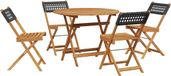 vidaXL 5-delige Tuinset Poly Rattan en Massief Hout Zwart