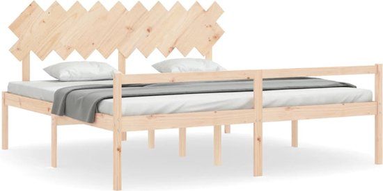vidaXL Seniorenbed met hoofdbord massief hout 200x200 cm