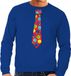 Bellatio Decorations Shoppartners Bv Foute kersttrui / sweater stropdas met kerstballen print blauw voor heren M