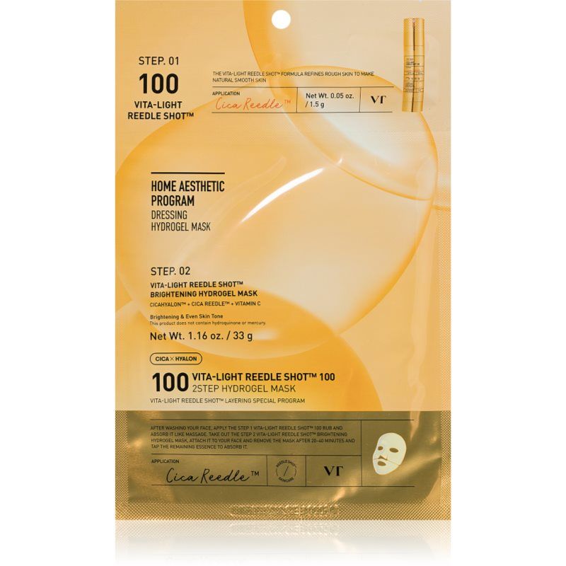 VT Cosmetics Vita-Light VT COSMETICS Vita Light Reedle Shot 100 Koreaans gezichtsmasker, 34,5 G