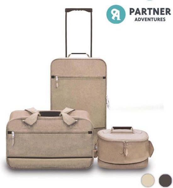 Partner Adventures Koffer Set (3 stuks) Beige Softcase Polyester
