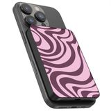 Selencia Powerbank 5.000 mAh - Draadloze Powerbank - Geschikt voor MagSafe en Qi - Black / Wavy Swirl Pink Plum