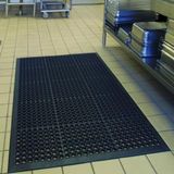 Rubberen SallyMall Rubberen buitenmat, commerciële anti-slip mat voor restaurantkeuken, rubberen drainagevloer, nieuwe anti-slip barmat, deurmat voor ingang, garage of tuin, zwart, 91 x 152 cm