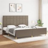 vidaXL Cadre de Lit avec Tête de Lit Sommier à Lattes Lit Rembourré Cadre à Lattes Lit Double Adulte Meuble de Chambre Taupe 200x200 cm Tissu