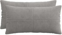 vidaXL Kussensloop 2 stuks ALMELO Lichtgrijs 40 x 70 cm corduroy